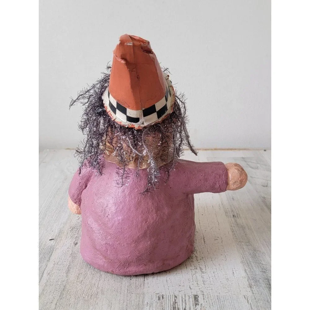 Halloween paper mache‎ witch hat smile pumpkin decor figure